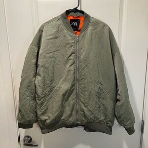 Zara Men's olive green Bomber Jacket